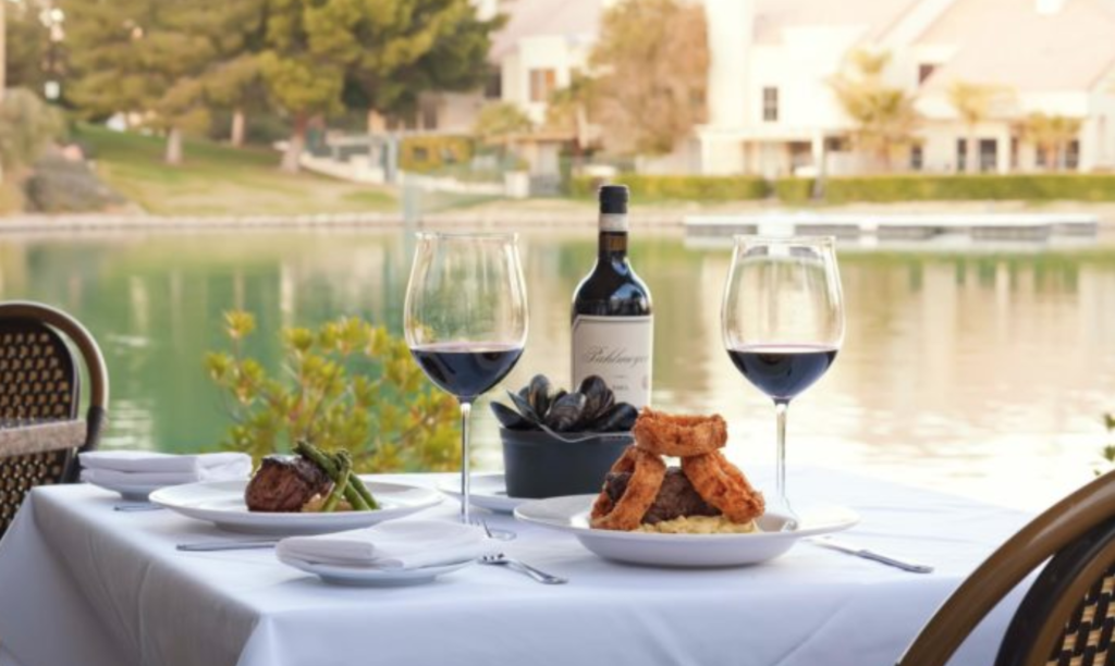 Table View at Marche Bacchus Restaurant on the Lake in Desert Shores Summerlin Las Vegas