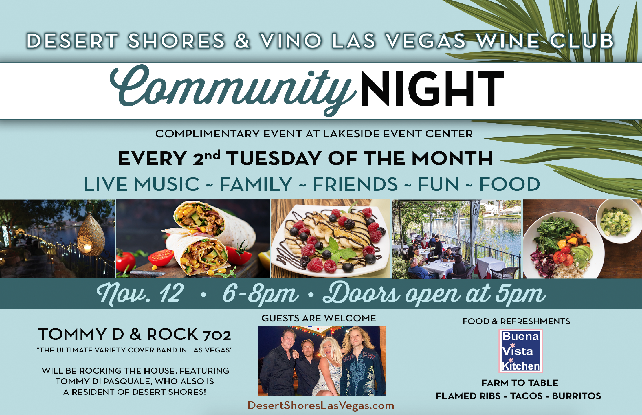 Desert Shores & Vino Las Vegas Wine Club Flyer for November 12th event